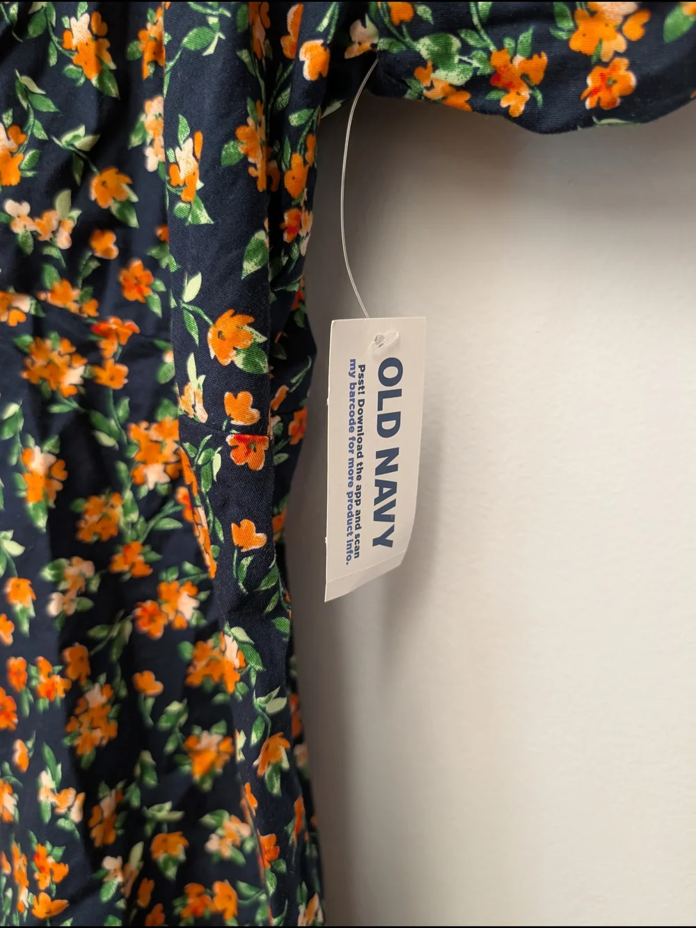Old Navy Black Floral Square-Neck Puff Sleeve Blouse